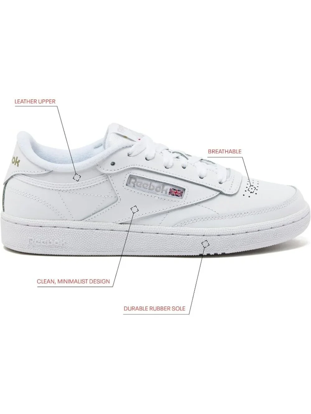 Women's White 1 Reebok C 85 Lightweight Slip On Comfortable Casual Sneakers